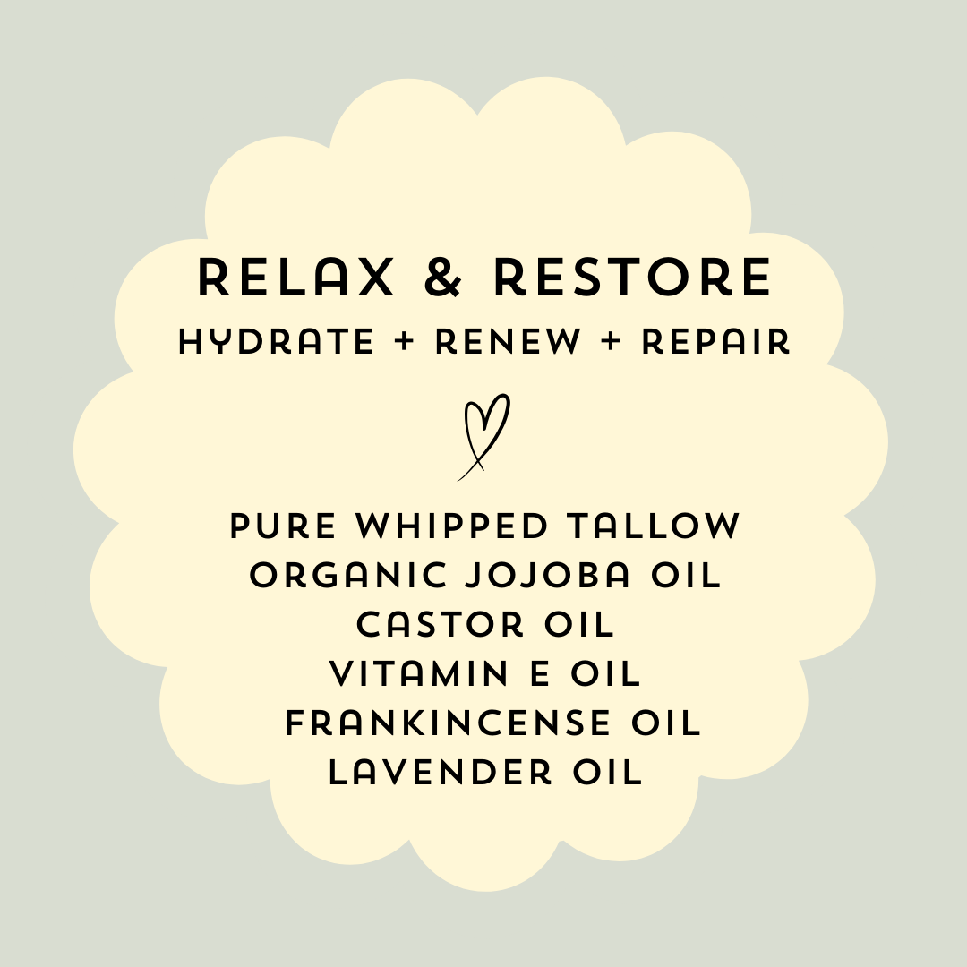 British Grass-Fed Tallow Balm: Relax & Restore
