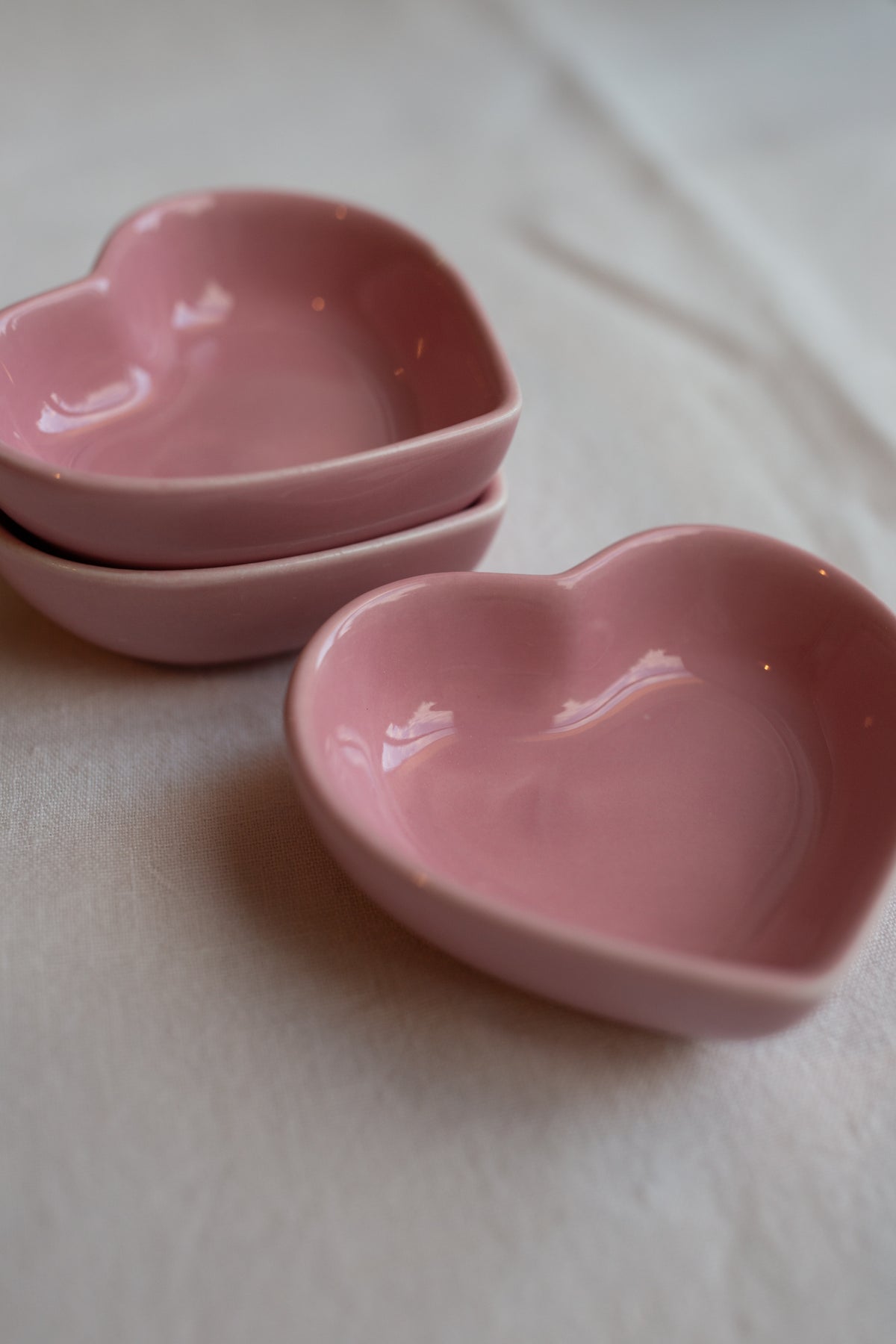 Ceramic Heart Trinket Dish - Pink Glazed