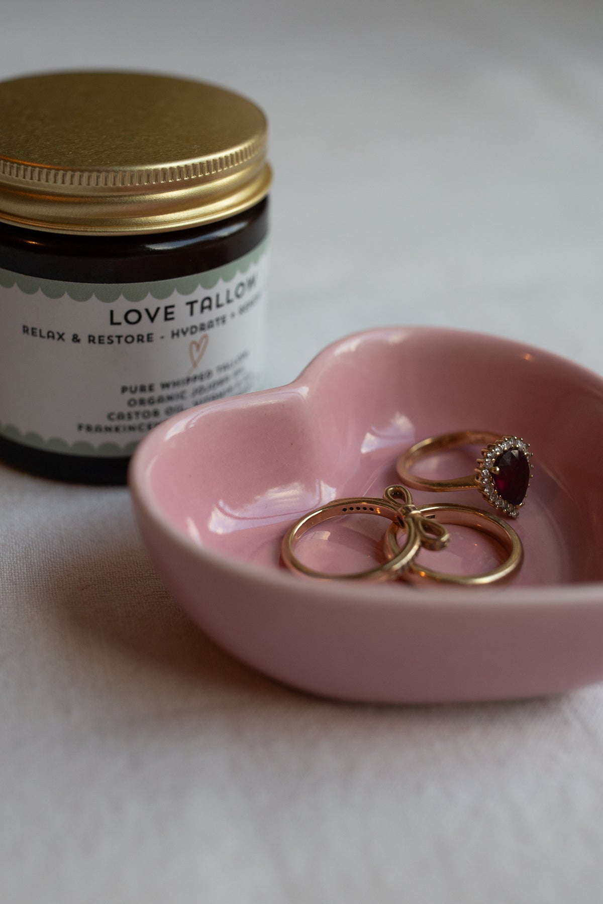 Ceramic Heart Trinket Dish - Pink Glazed
