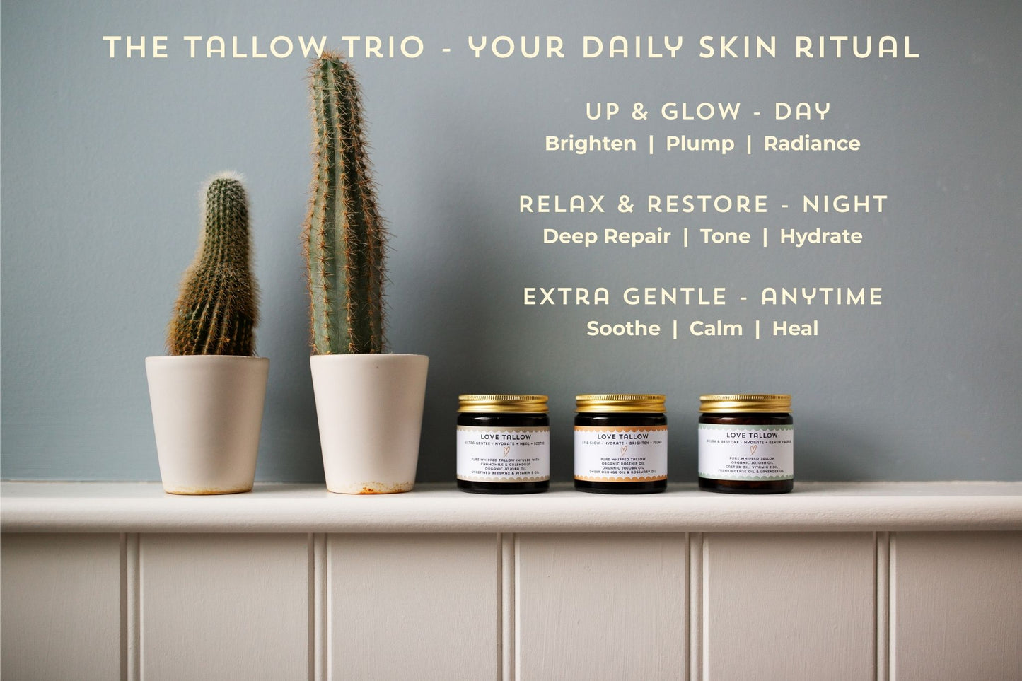British Grass-Fed Tallow Balm Trio: Full-Size Skincare Set
